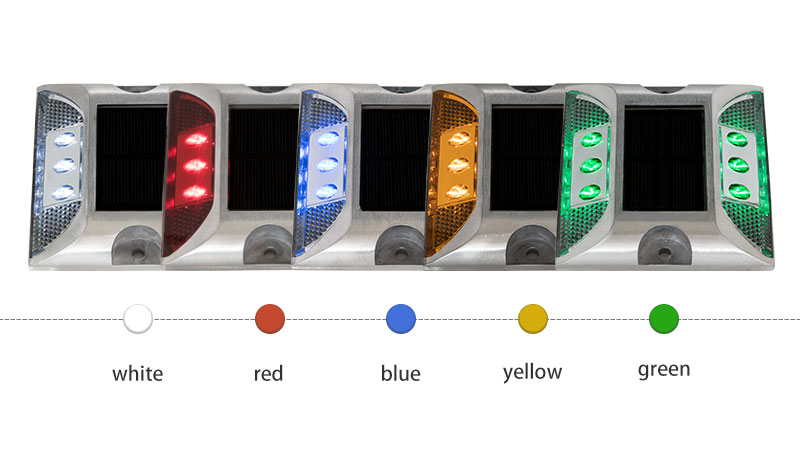 Raised Aluminum LED Solar Cat Eyes color